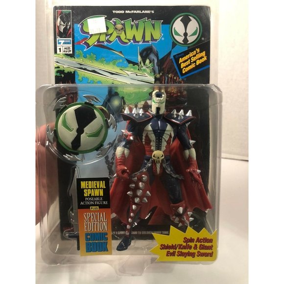 Spawn Series 1 Medieval Action Figure w/Comic Book Vintage 1994 McFarlane Toys - Picture 2 of 3